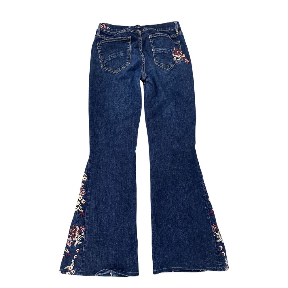 Driftwood Farrah Floral Embroidered Flare Jeans Dark Wash Boho 70s Retro Size 26 - Picture 11 of 11